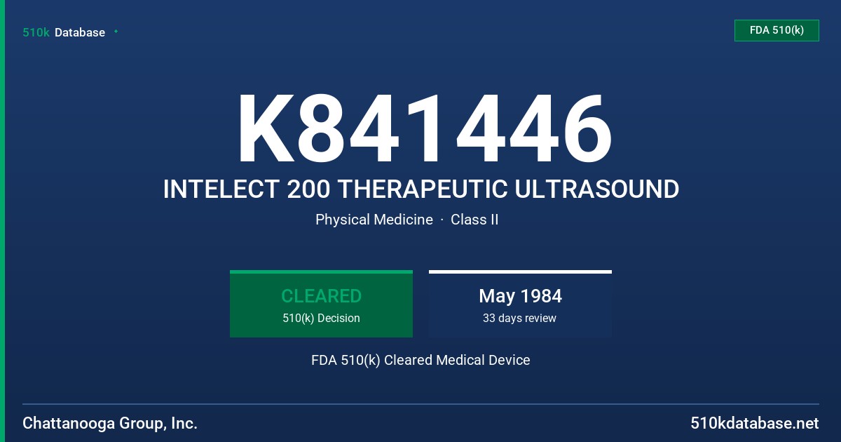 K841446 INTELECT 200 THERAPEUTIC ULTRASOUND FDA 510(k) Cleared Medical Device