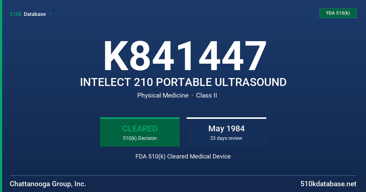K841447 INTELECT 210 PORTABLE ULTRASOUND FDA 510(k) Cleared Medical Device