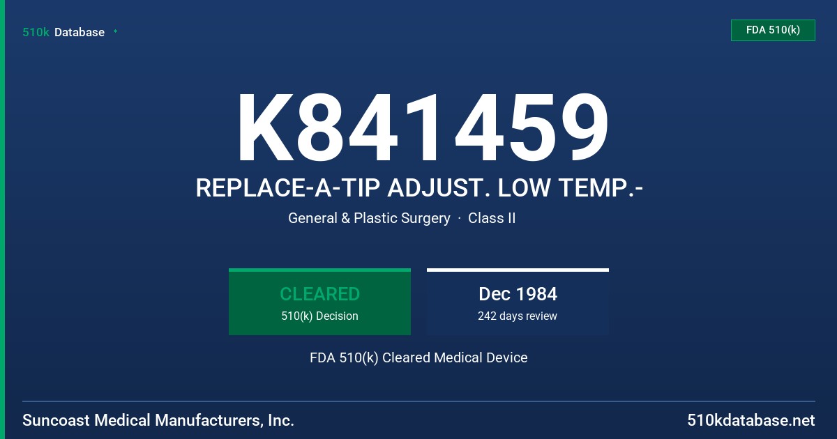 K841459 REPLACE-A-TIP ADJUST. LOW TEMP.- FDA 510(k) Cleared Medical Device