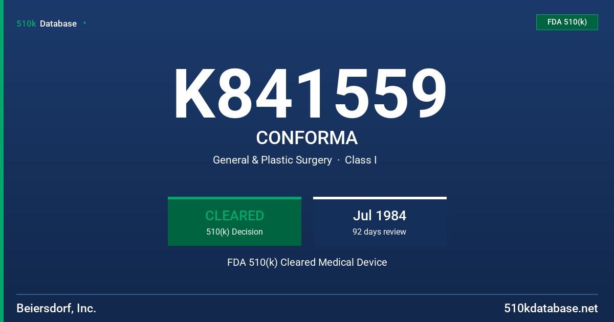 K841559 CONFORMA FDA 510(k) Cleared Medical Device