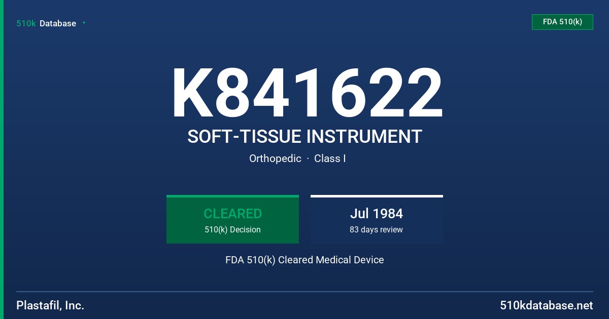 K841622 SOFT-TISSUE INSTRUMENT FDA 510(k) Cleared Medical Device