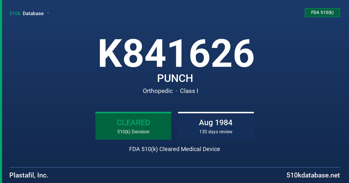 K841626 PUNCH FDA 510(k) Cleared Medical Device