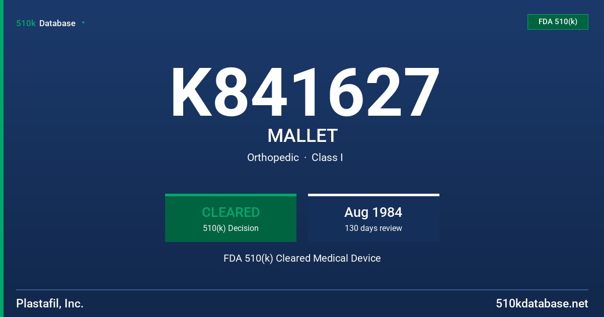 K841627 MALLET FDA 510(k) Cleared Medical Device