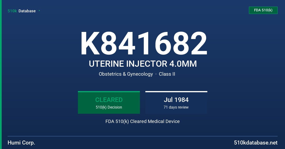 K841682 UTERINE INJECTOR 4.0MM FDA 510(k) Cleared Medical Device