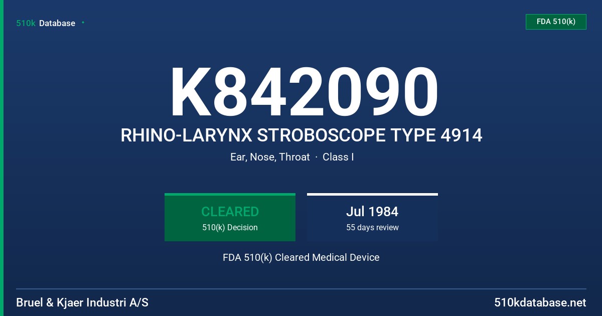 K842090 RHINO-LARYNX STROBOSCOPE TYPE 4914 FDA 510(k) Cleared Medical Device