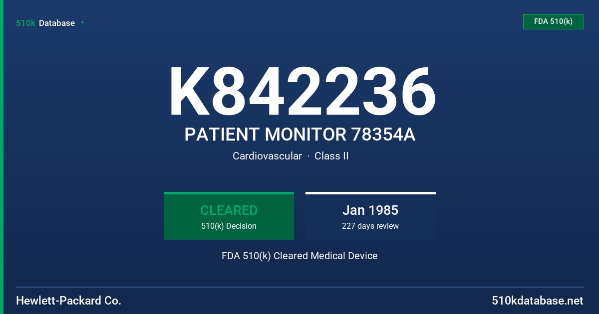 K842236 PATIENT MONITOR 78354A FDA 510(k) Cleared Medical Device