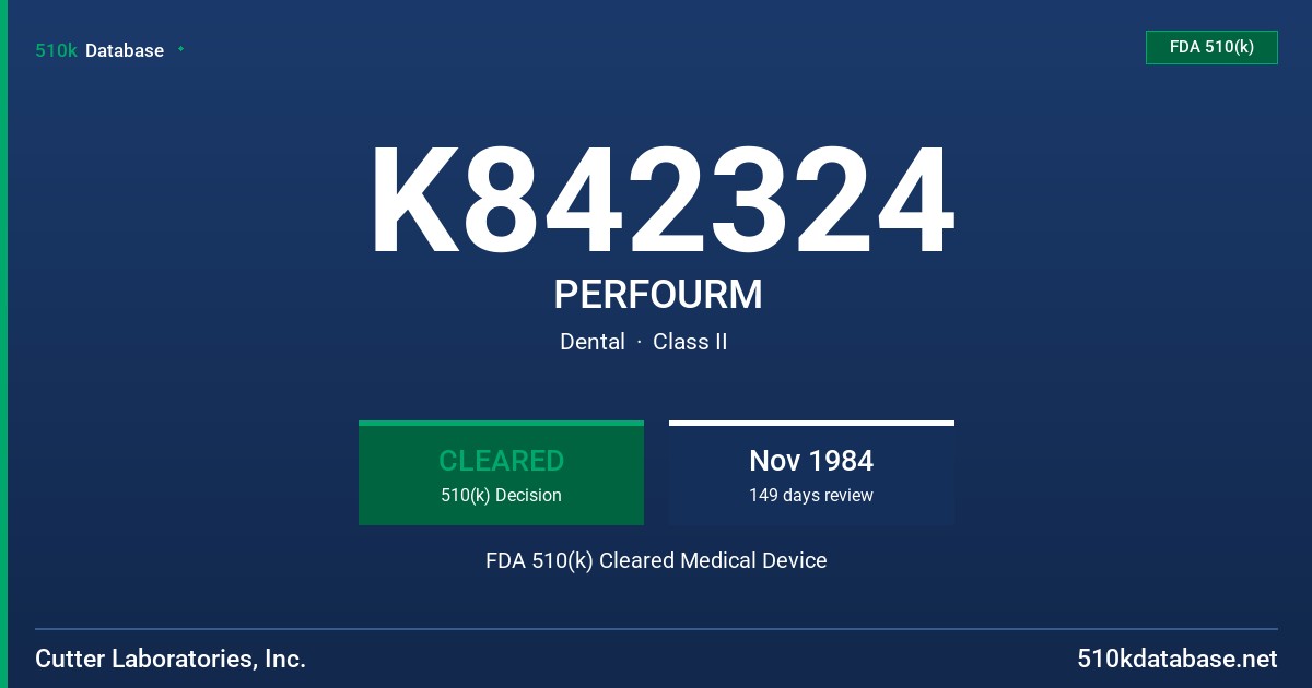 K842324 PERFOURM FDA 510(k) Cleared Medical Device