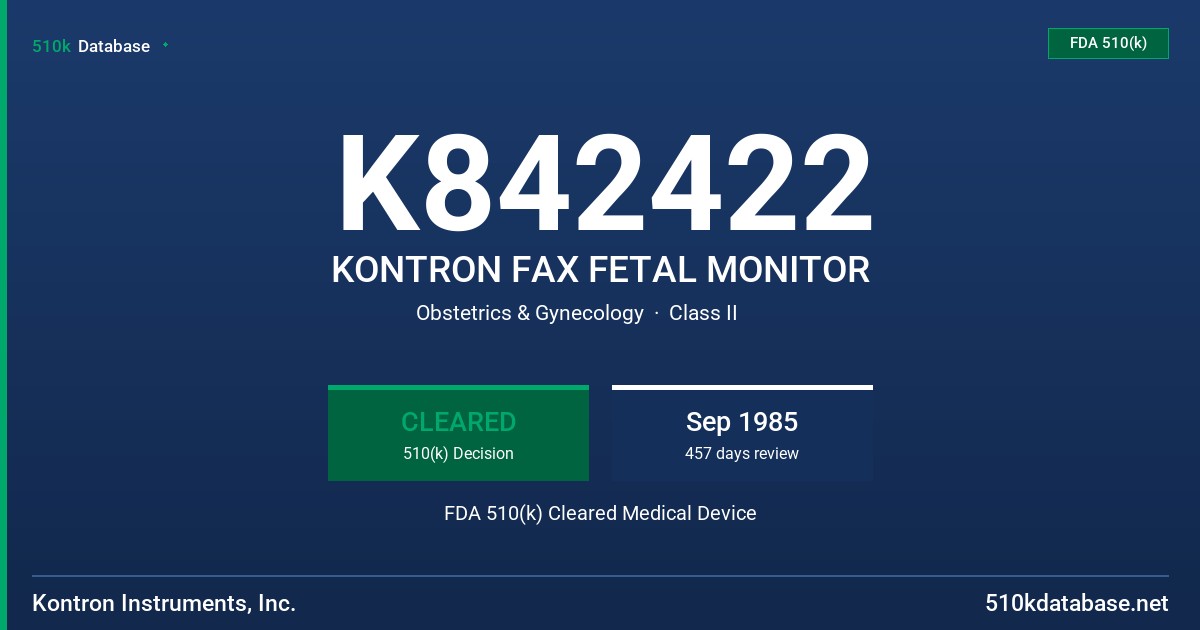 K842422 KONTRON FAX FETAL MONITOR FDA 510(k) Cleared Medical Device