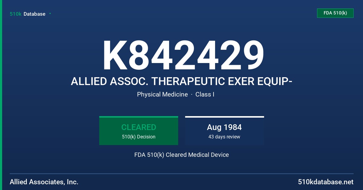 K842429 ALLIED ASSOC. THERAPEUTIC EXER EQUIP- FDA 510(k) Cleared Medical Device