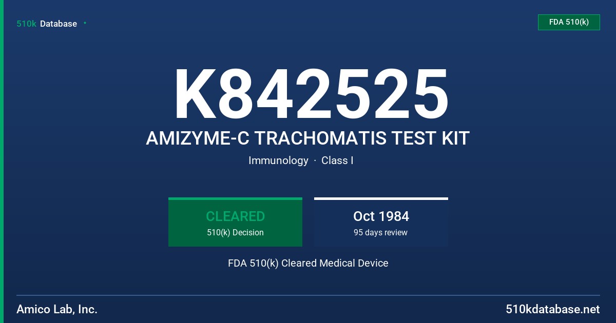 K842525 AMIZYME-C TRACHOMATIS TEST KIT FDA 510(k) Cleared Medical Device