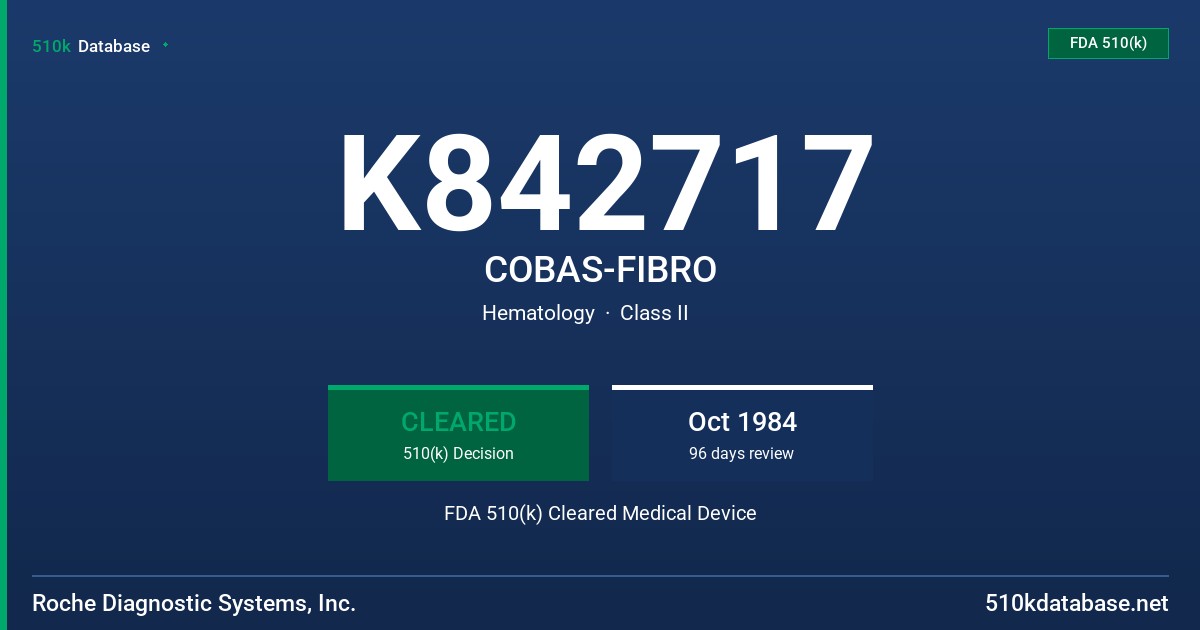 K842717 COBAS-FIBRO FDA 510(k) Cleared Medical Device