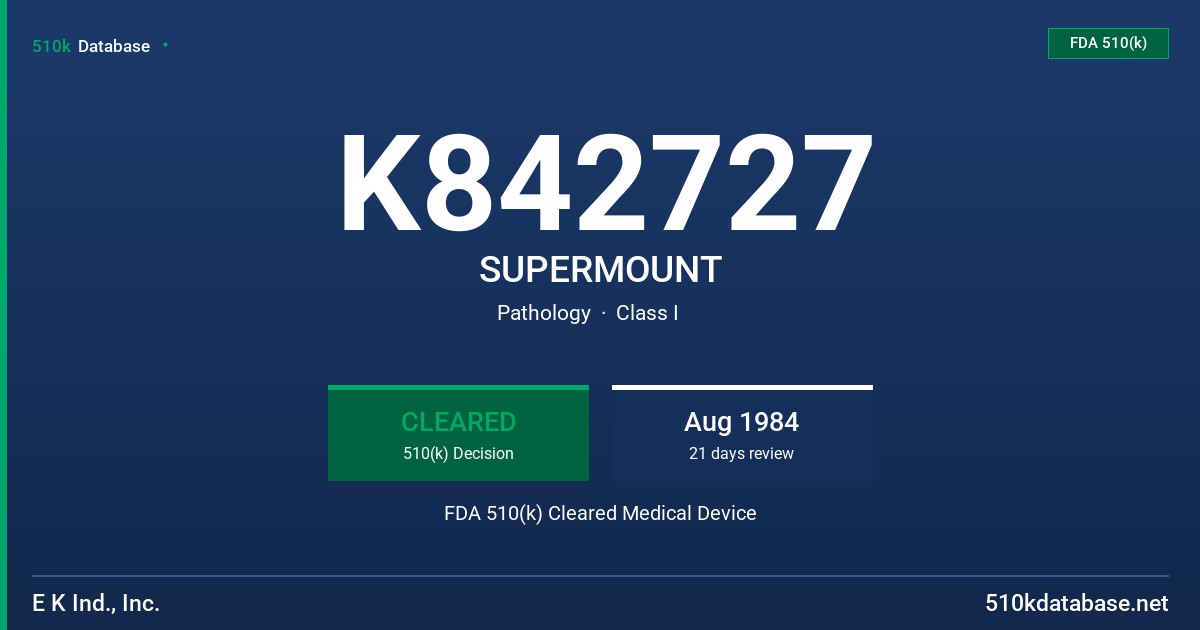 K842727 SUPERMOUNT FDA 510(k) Cleared Medical Device