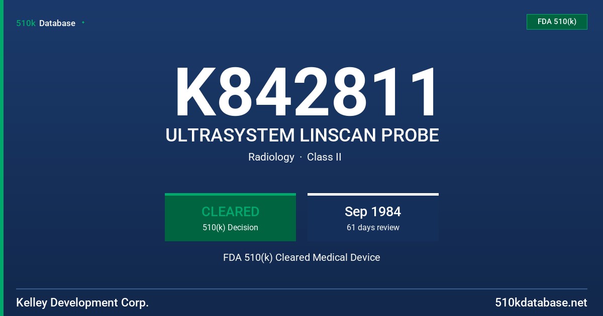 K842811 ULTRASYSTEM LINSCAN PROBE FDA 510(k) Cleared Medical Device