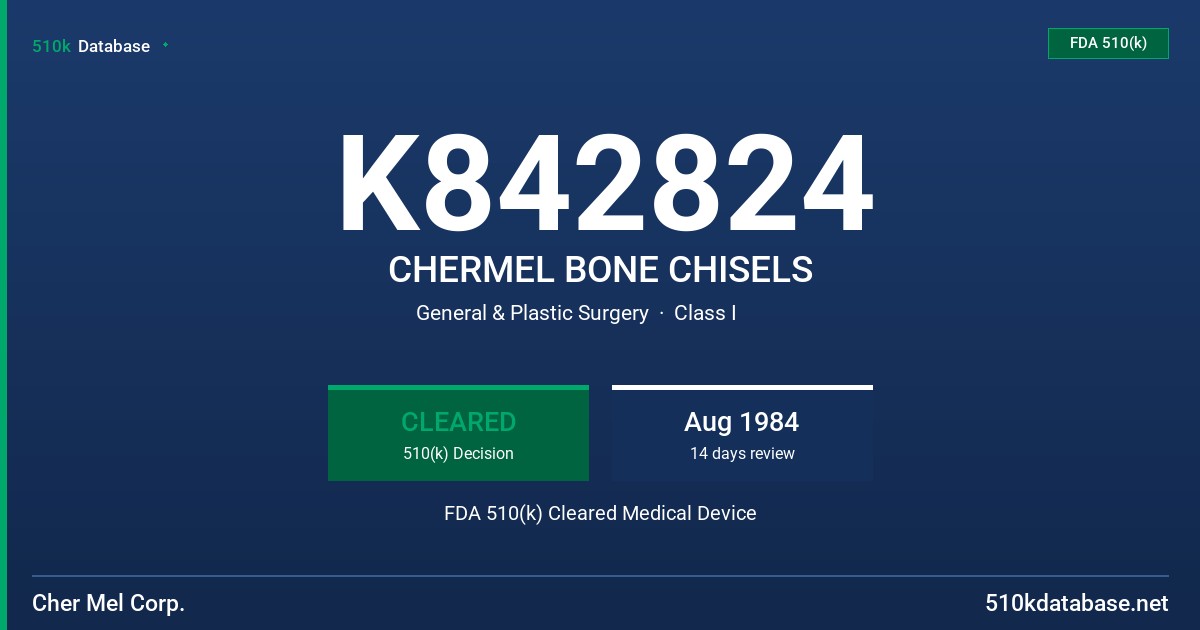 K842824 CHERMEL BONE CHISELS FDA 510(k) Cleared Medical Device