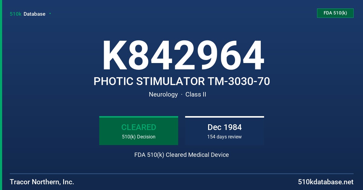K842964 PHOTIC STIMULATOR TM-3030-70 FDA 510(k) Cleared Medical Device