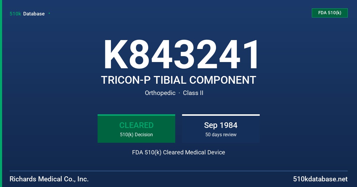 K843241 TRICON-P TIBIAL COMPONENT FDA 510(k) Cleared Medical Device