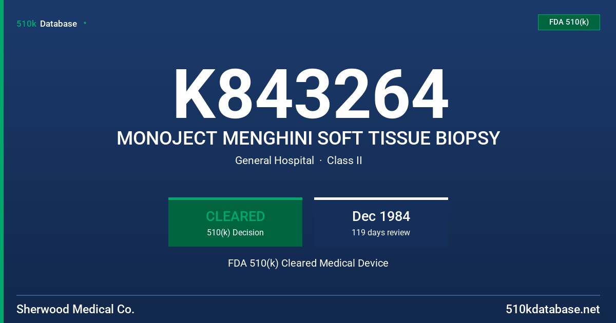 K843264 MONOJECT MENGHINI SOFT TISSUE BIOPSY FDA 510(k) Cleared Medical Device