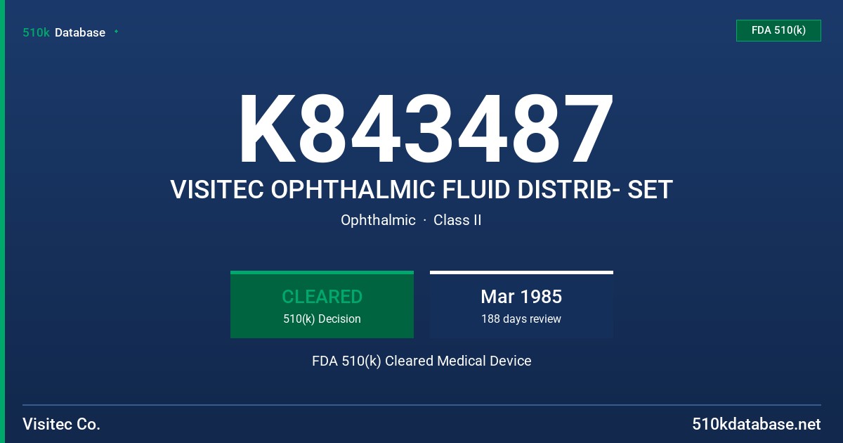 K843487 VISITEC OPHTHALMIC FLUID DISTRIB- SET FDA 510(k) Cleared Medical Device