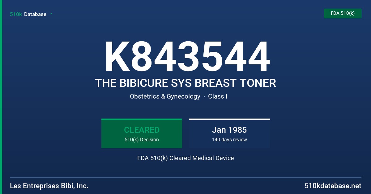 K843544 THE BIBICURE SYS BREAST TONER FDA 510(k) Cleared Medical Device