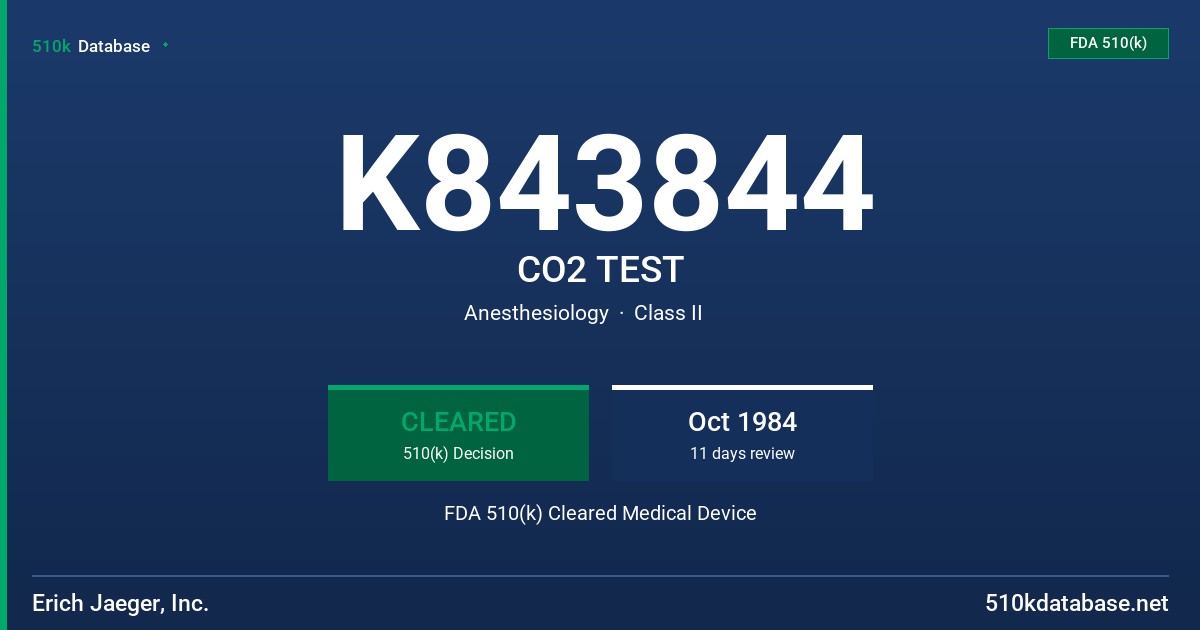 K843844 CO2 TEST FDA 510(k) Cleared Medical Device