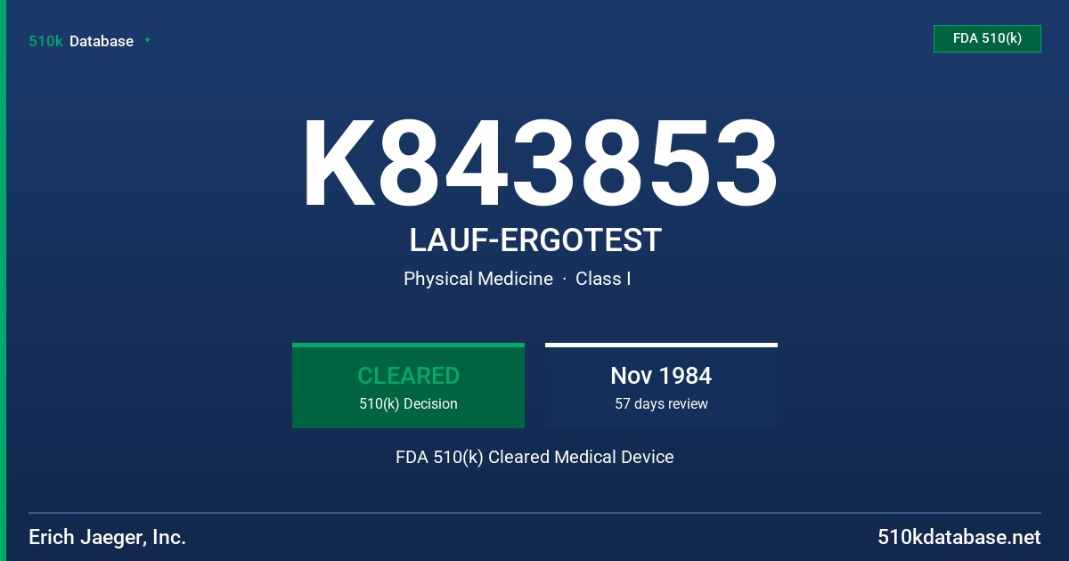 K843853 LAUF-ERGOTEST FDA 510(k) Cleared Medical Device