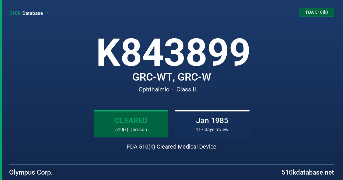 K843899 GRC-WT, GRC-W FDA 510(k) Cleared Medical Device