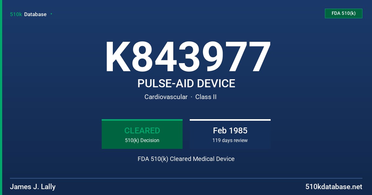 K843977 PULSE-AID DEVICE FDA 510(k) Cleared Medical Device