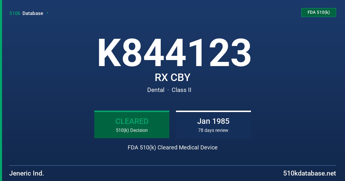 K844123 RX CBY FDA 510(k) Cleared Medical Device