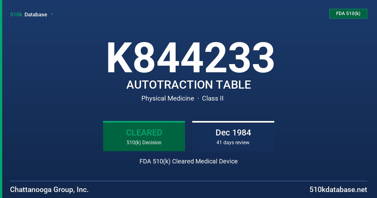 K844233 AUTOTRACTION TABLE FDA 510(k) Cleared Medical Device