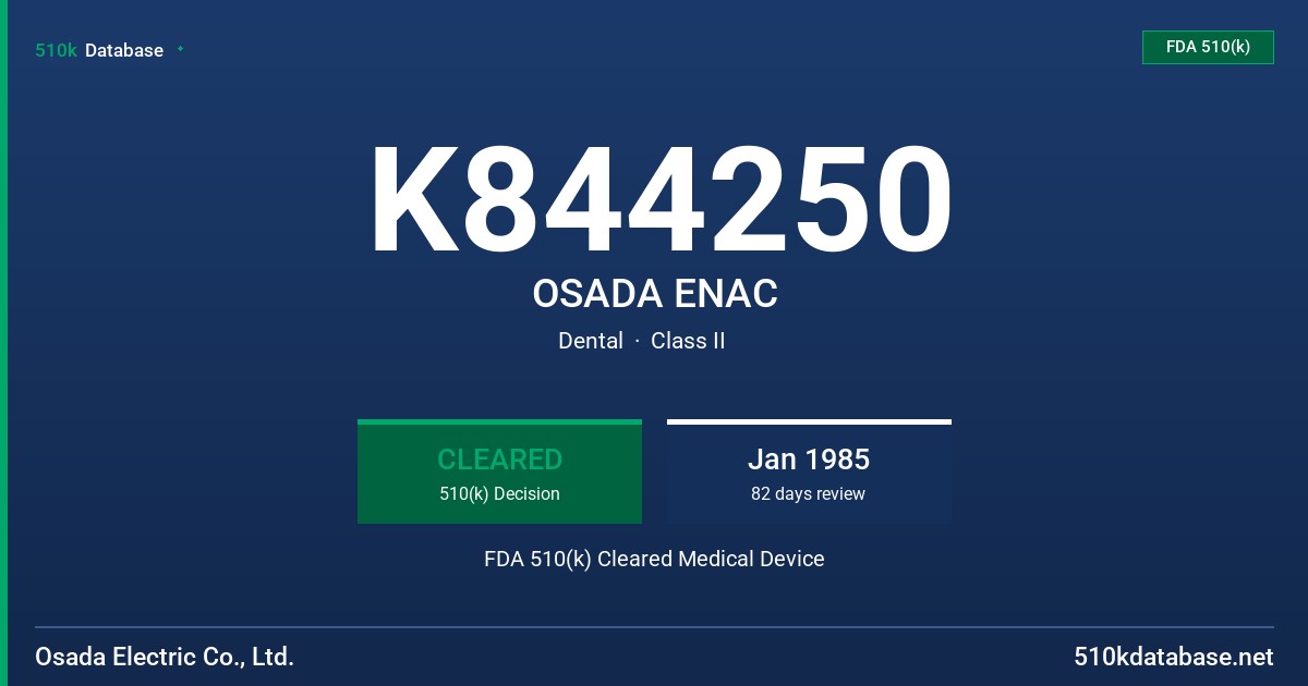 K844250 OSADA ENAC FDA 510(k) Cleared Medical Device