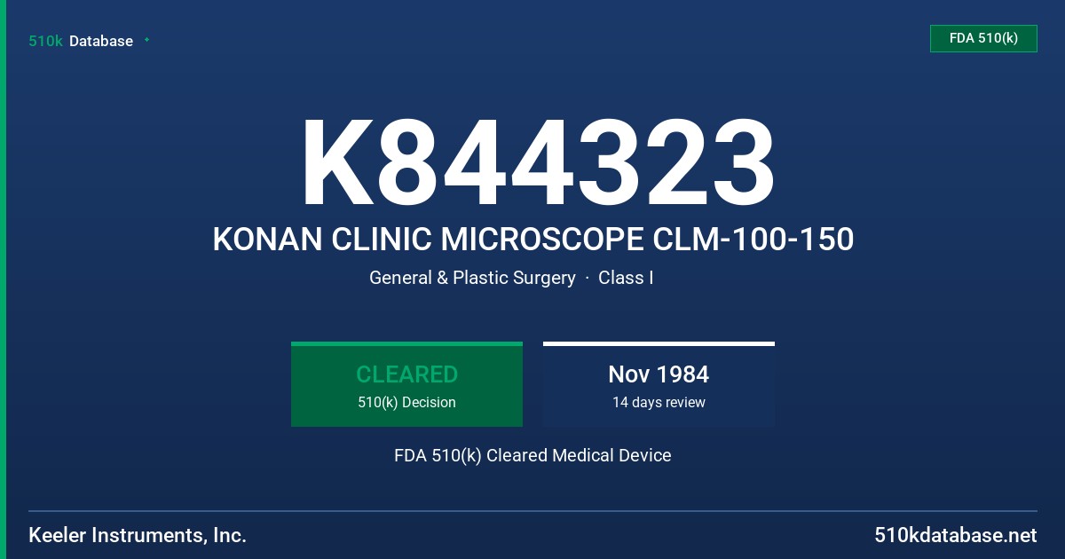 K844323 KONAN CLINIC MICROSCOPE CLM-100-150 FDA 510(k) Cleared Medical Device
