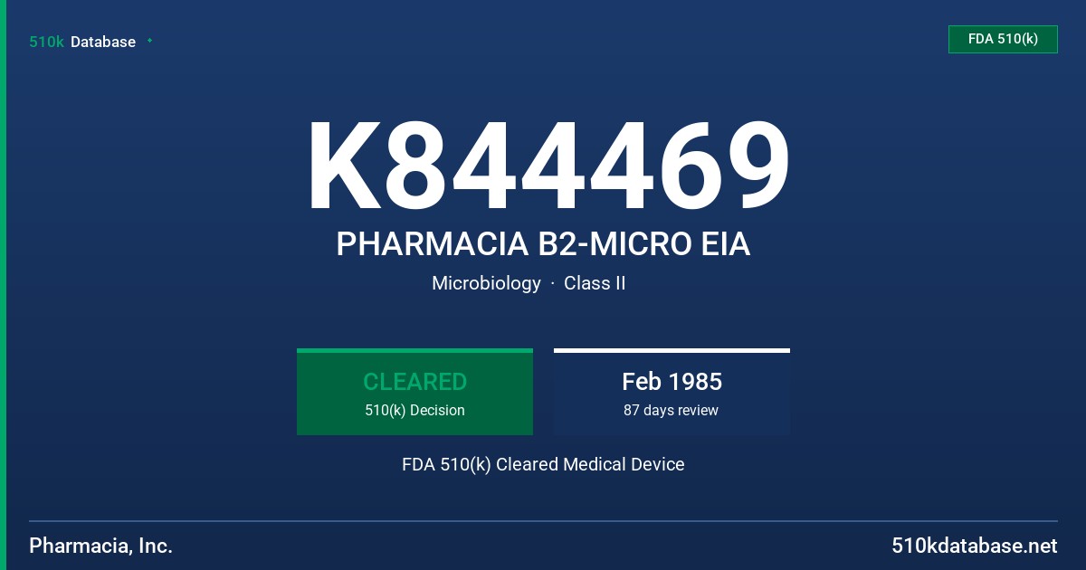 K844469 PHARMACIA B2-MICRO EIA FDA 510(k) Cleared Medical Device