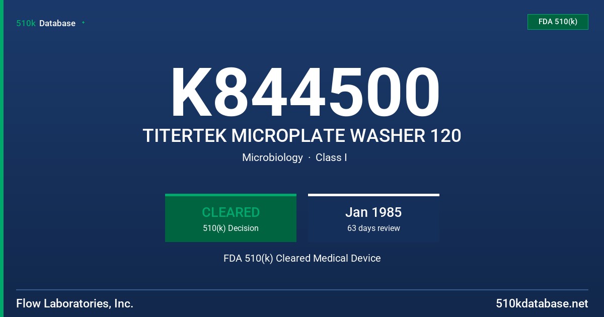 K844500 TITERTEK MICROPLATE WASHER 120 FDA 510(k) Cleared Medical Device