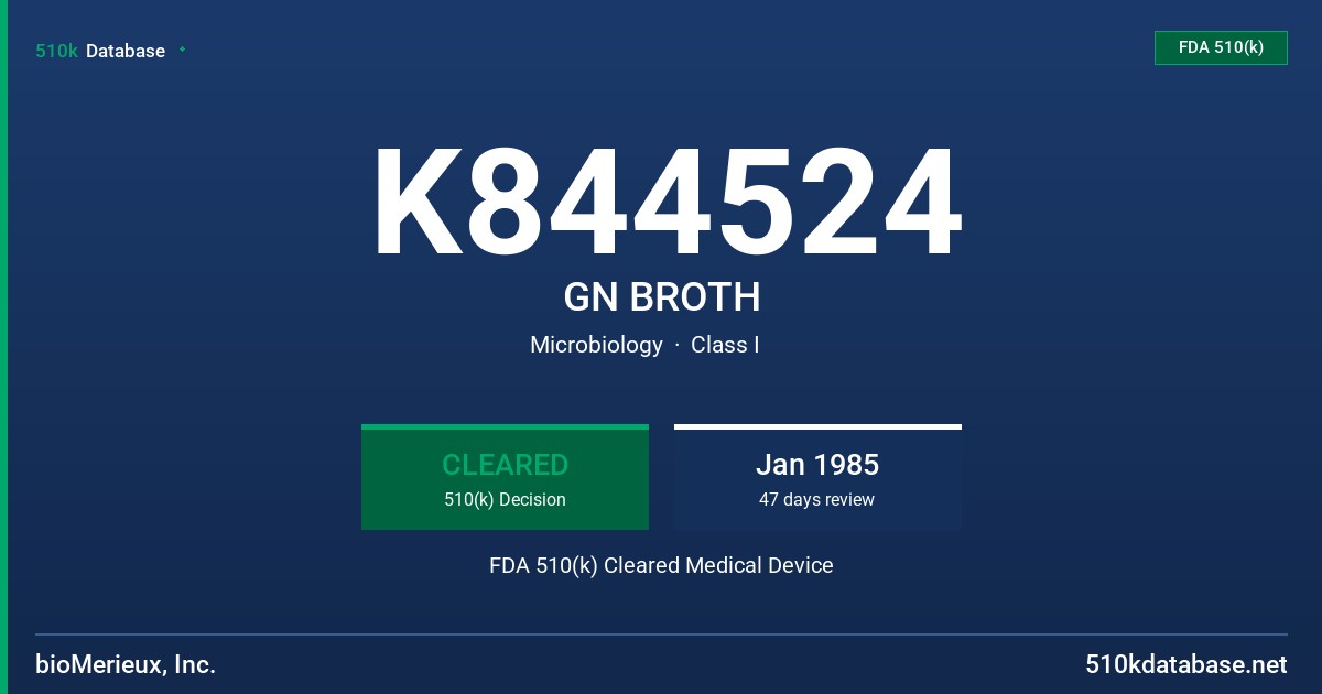K844524 GN BROTH FDA 510(k) Cleared Medical Device