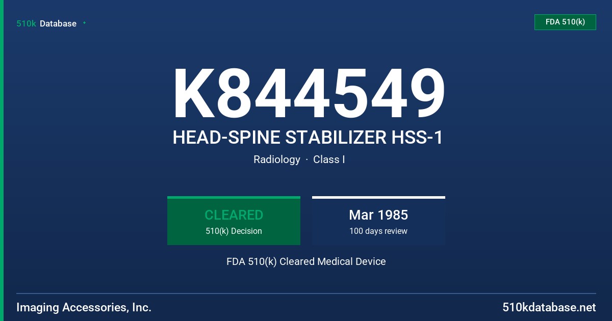 K844549 HEAD-SPINE STABILIZER HSS-1 FDA 510(k) Cleared Medical Device