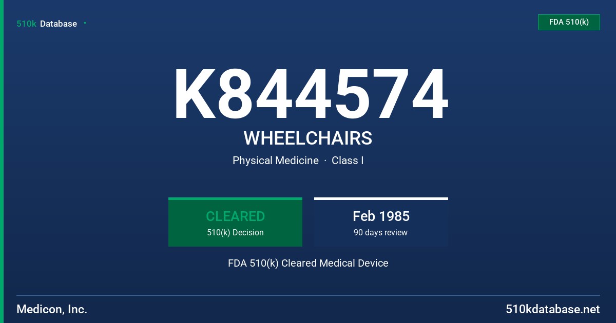 K844574 WHEELCHAIRS FDA 510(k) Cleared Medical Device