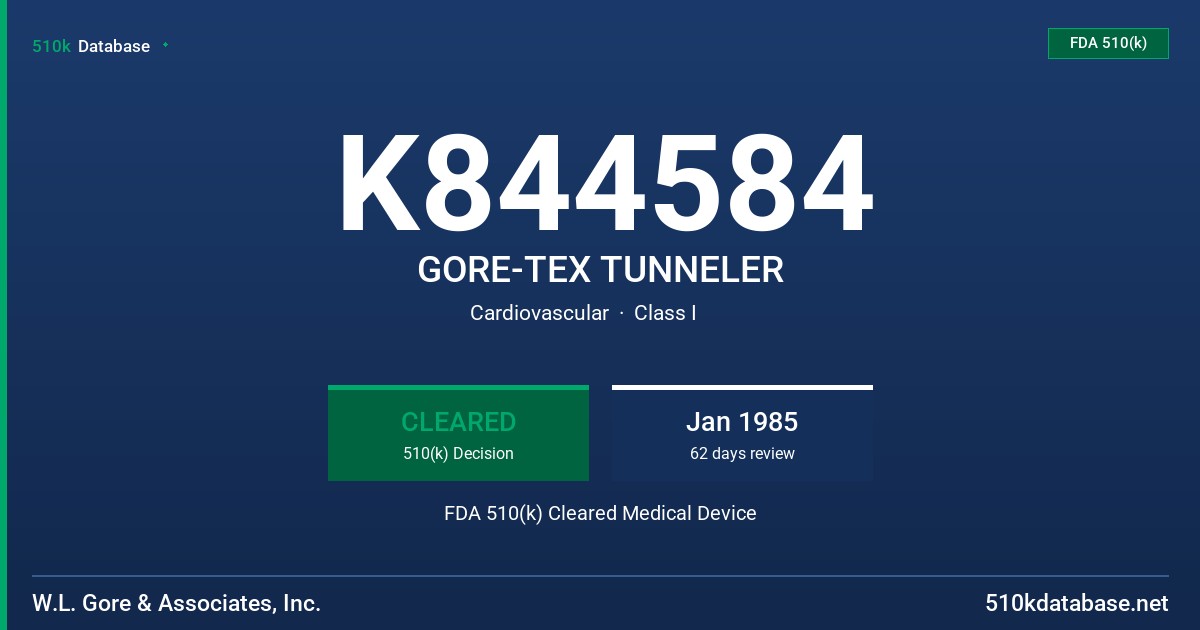 K844584 GORE-TEX TUNNELER FDA 510(k) Cleared Medical Device