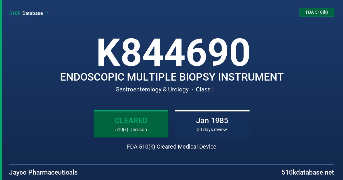 K844690 ENDOSCOPIC MULTIPLE BIOPSY INSTRUMENT FDA 510(k) Cleared Medical Device