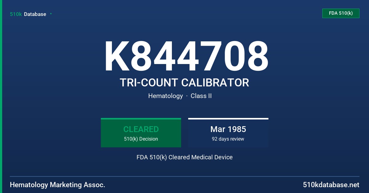 K844708 TRI-COUNT CALIBRATOR FDA 510(k) Cleared Medical Device