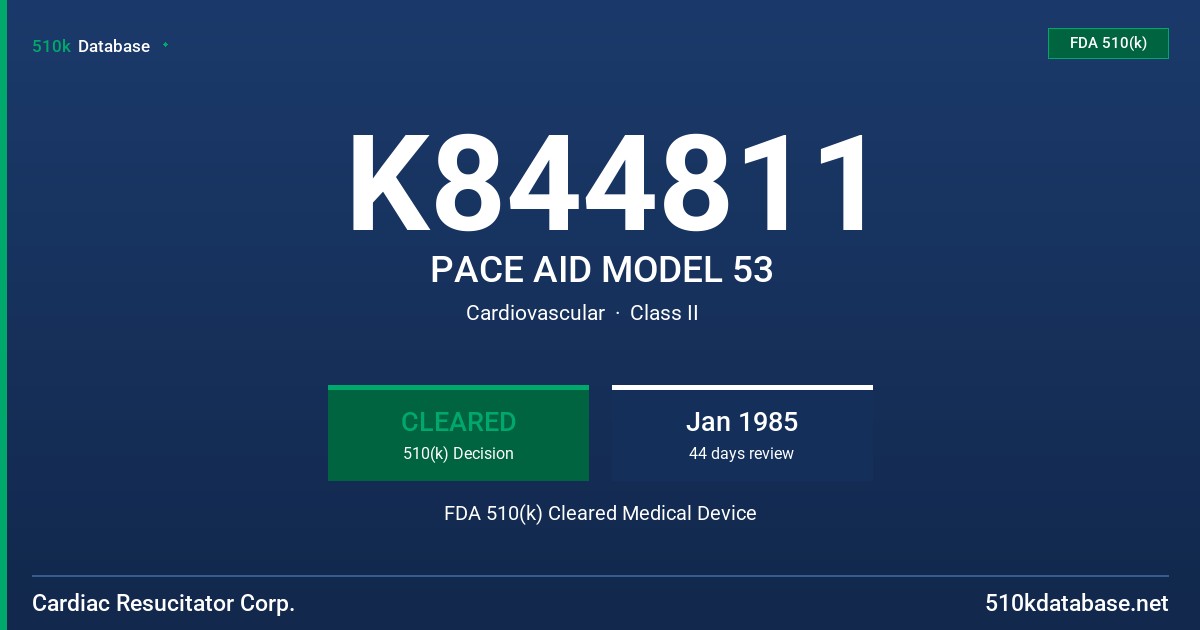 K844811 PACE AID MODEL 53 FDA 510(k) Cleared Medical Device