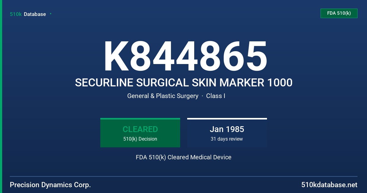 K844865 SECURLINE SURGICAL SKIN MARKER 1000 FDA 510(k) Cleared Medical Device