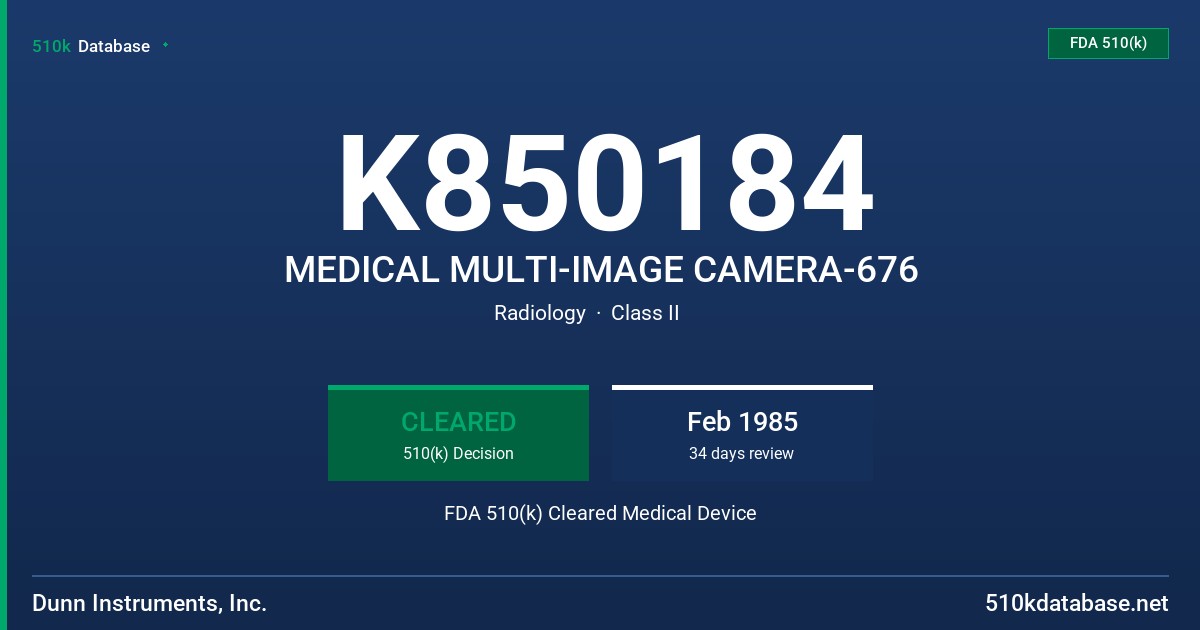 K850184 MEDICAL MULTI-IMAGE CAMERA-676 FDA 510(k) Cleared Medical Device