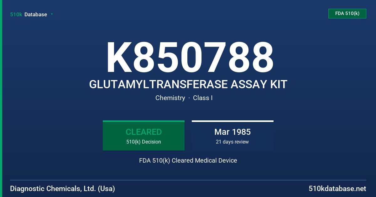 K850788 GLUTAMYLTRANSFERASE ASSAY KIT FDA 510(k) Cleared Medical Device