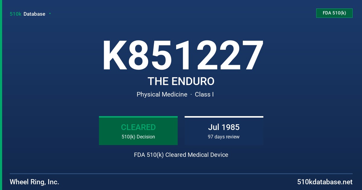 K851227 THE ENDURO FDA 510(k) Cleared Medical Device