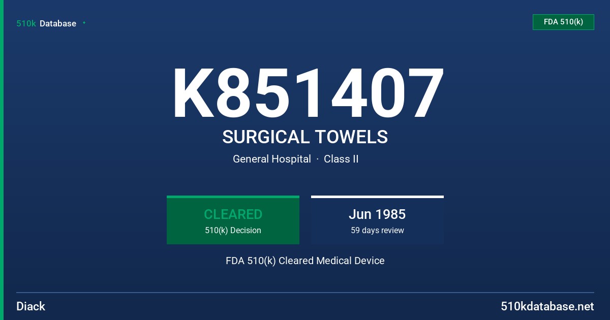 K851407 SURGICAL TOWELS FDA 510(k) Cleared Medical Device