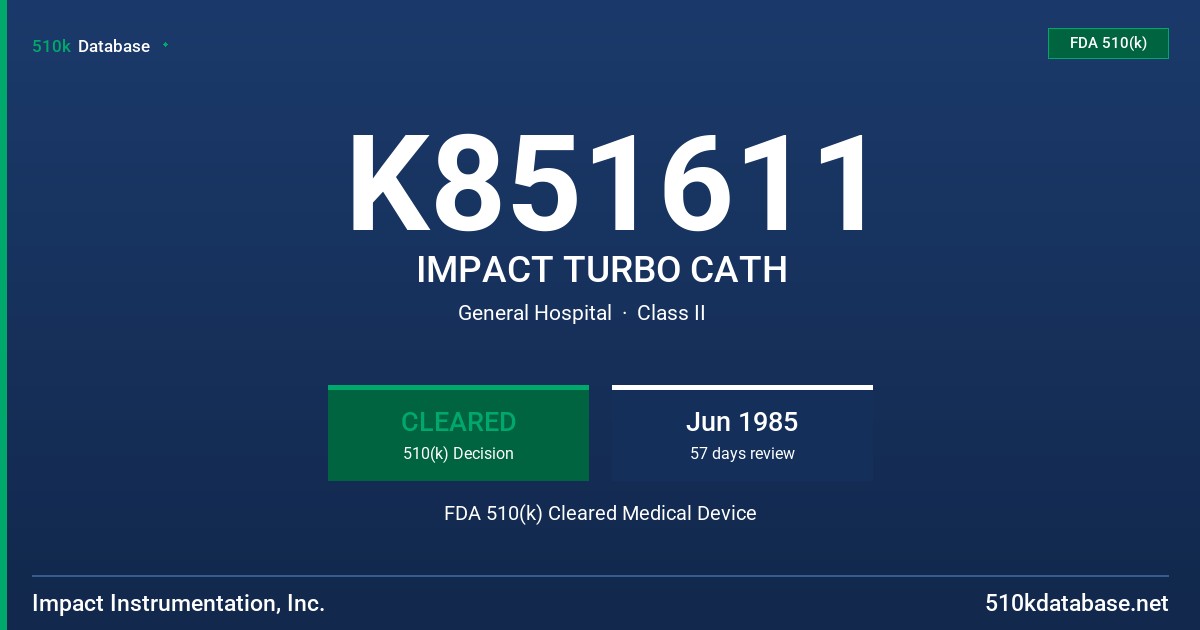 K851611 IMPACT TURBO CATH FDA 510(k) Cleared Medical Device