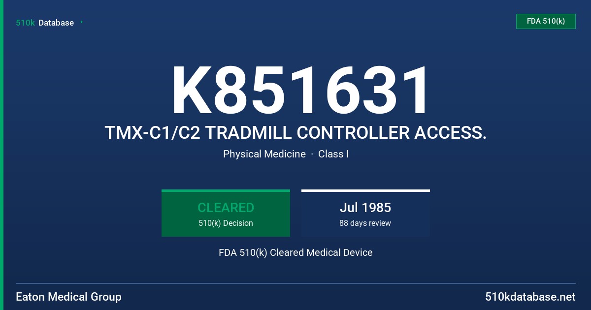 K851631 TMX-C1/C2 TRADMILL CONTROLLER ACCESS. FDA 510(k) Cleared Medical Device