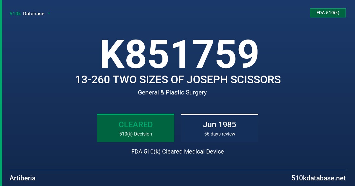 K851759 13-260 TWO SIZES OF JOSEPH SCISSORS FDA 510(k) Cleared Medical Device