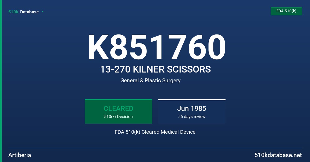 K851760 13-270 KILNER SCISSORS FDA 510(k) Cleared Medical Device