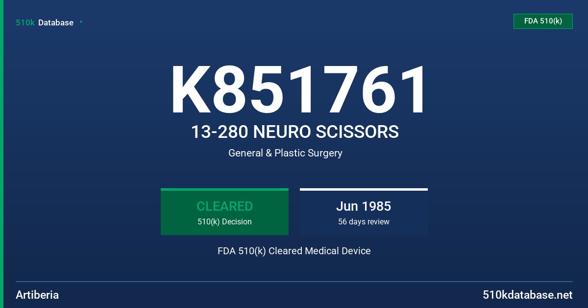 K851761 13-280 NEURO SCISSORS FDA 510(k) Cleared Medical Device